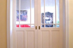 Schiebetür, zweiflügelig - Massivholz, weiß lackiert