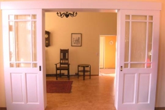 Schiebetür, zweiflügelig - Massivholz, weiß lackiert