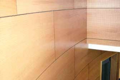 Akustikwand mit Treppe (Privatbank, Berlin-Mitte) - Buche