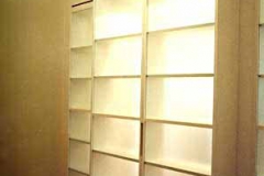 Raumteiler mit Schiebetüren - Esche weiß lackiert, Glas