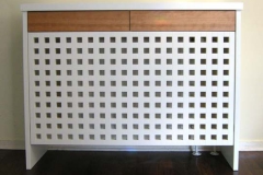 Heizkörperverkleidung - weiß lackiert, mit Schubfächern